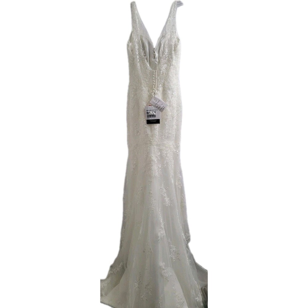 Maggie Sottero Rebecca Ingram Elora Wedding Dress Ivory Sz 2 Lace Fit Flare Gown - Picture 16 of 16